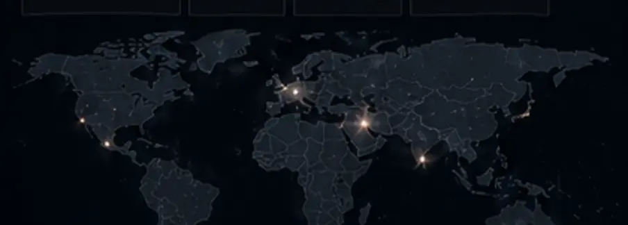 World map with operational overlays